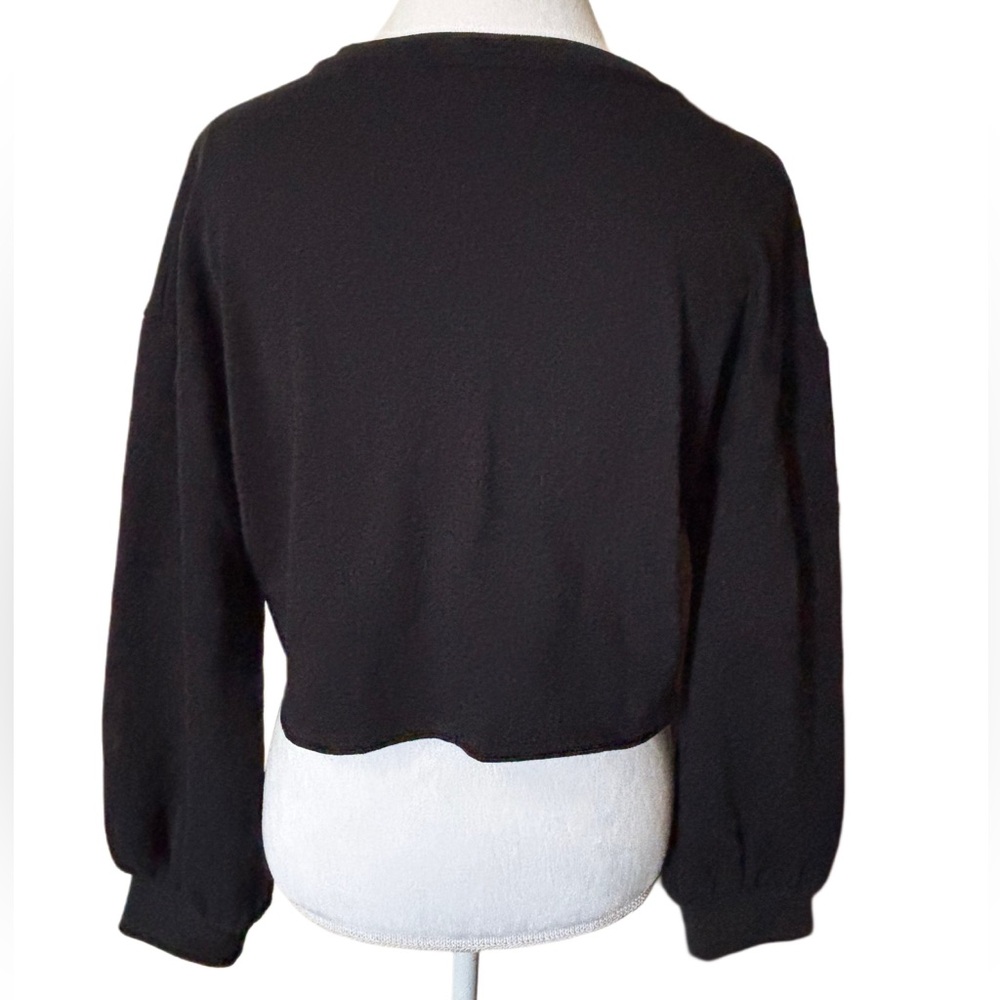 Juicy Couture Black Cropped Sweatshirt with Puff sleeves Size XL - Picture 4 of 8